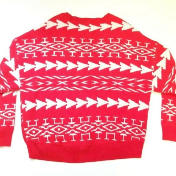 Express Red And White Cropped Pullover Sweater - Picture 5 of 5